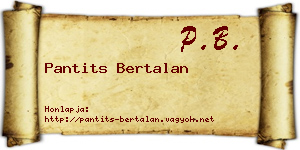 Pantits Bertalan névjegykártya